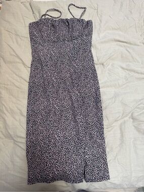 Divided Black Midi Dress with Pink Floral